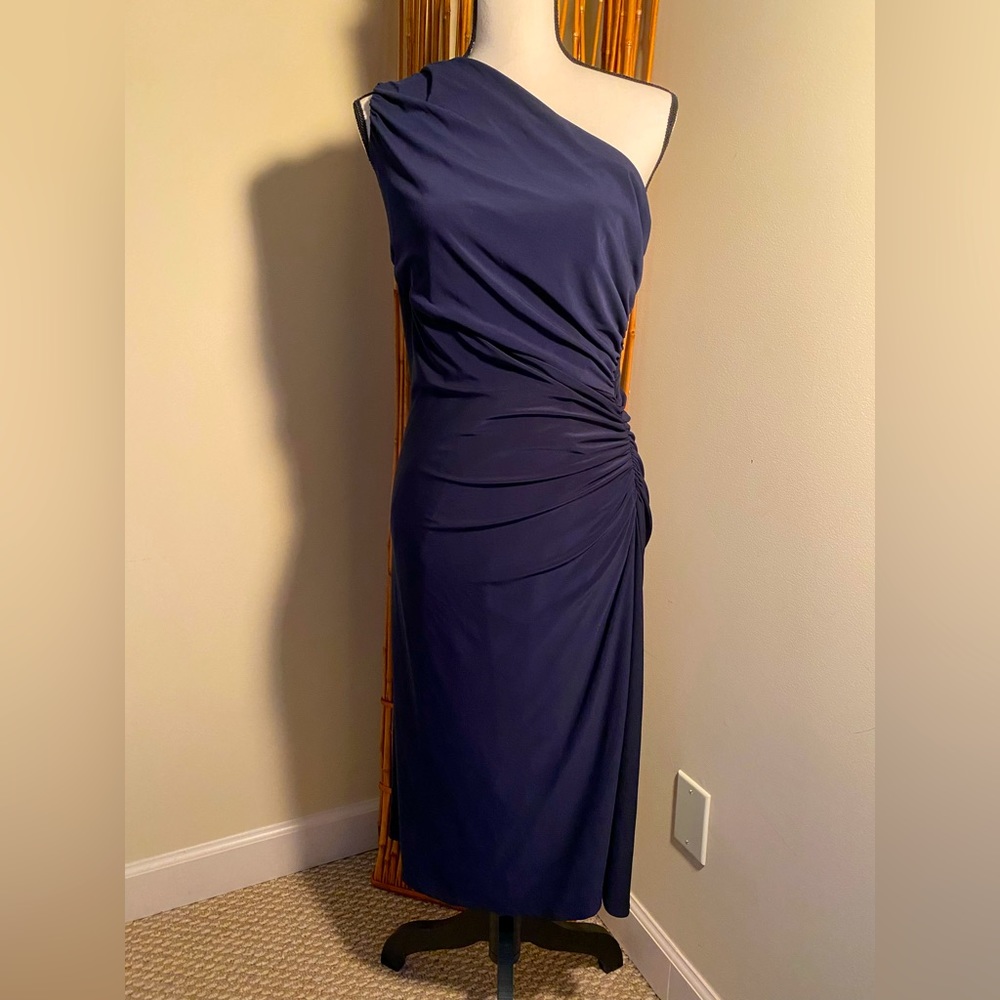 NWT navy one-shoulder dress